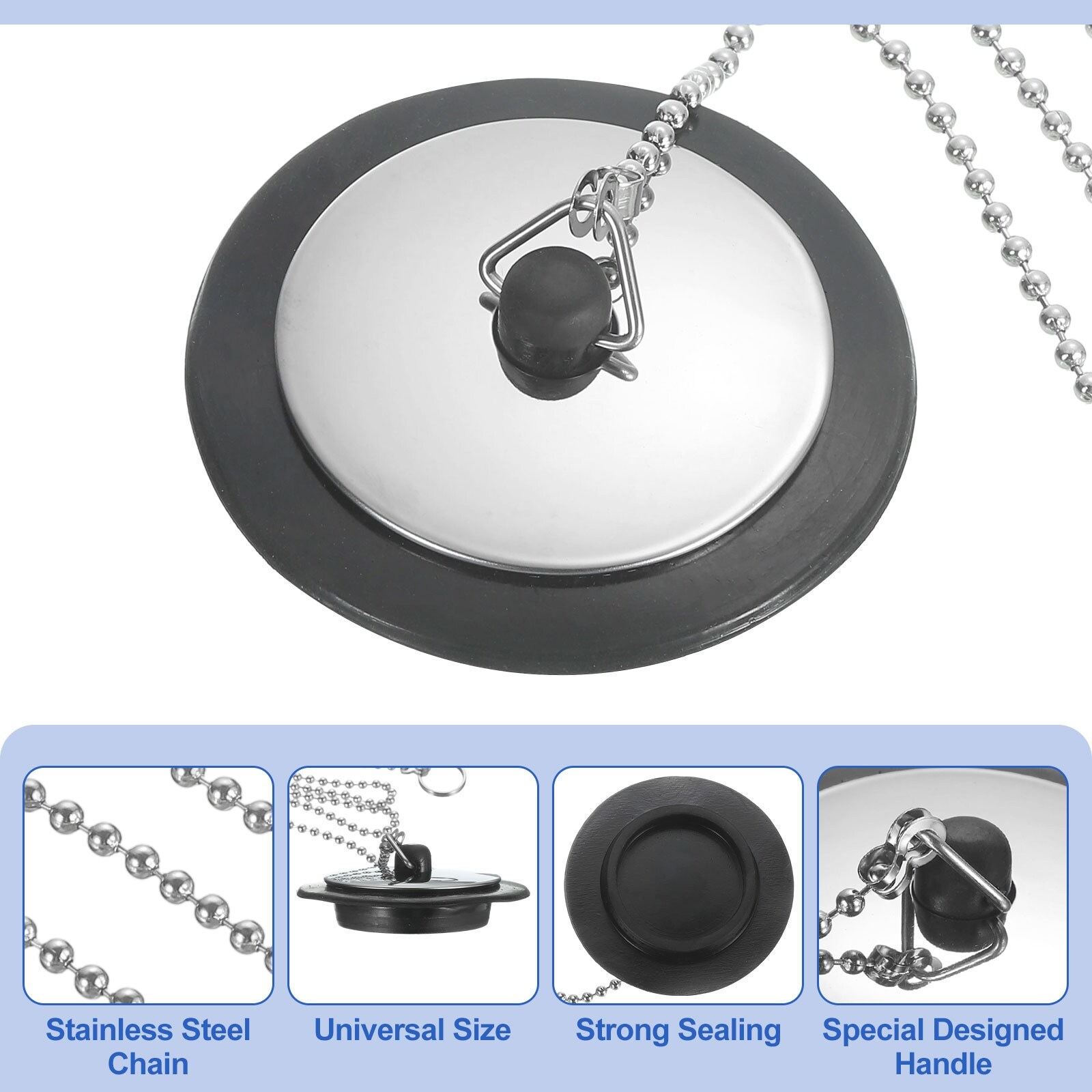 2Pcs Tub Stopper Bathtub Drain with Stainless Steel Beaded 2Pcs Tub Stopper Bathtub Drain with Stainless Steel Beaded