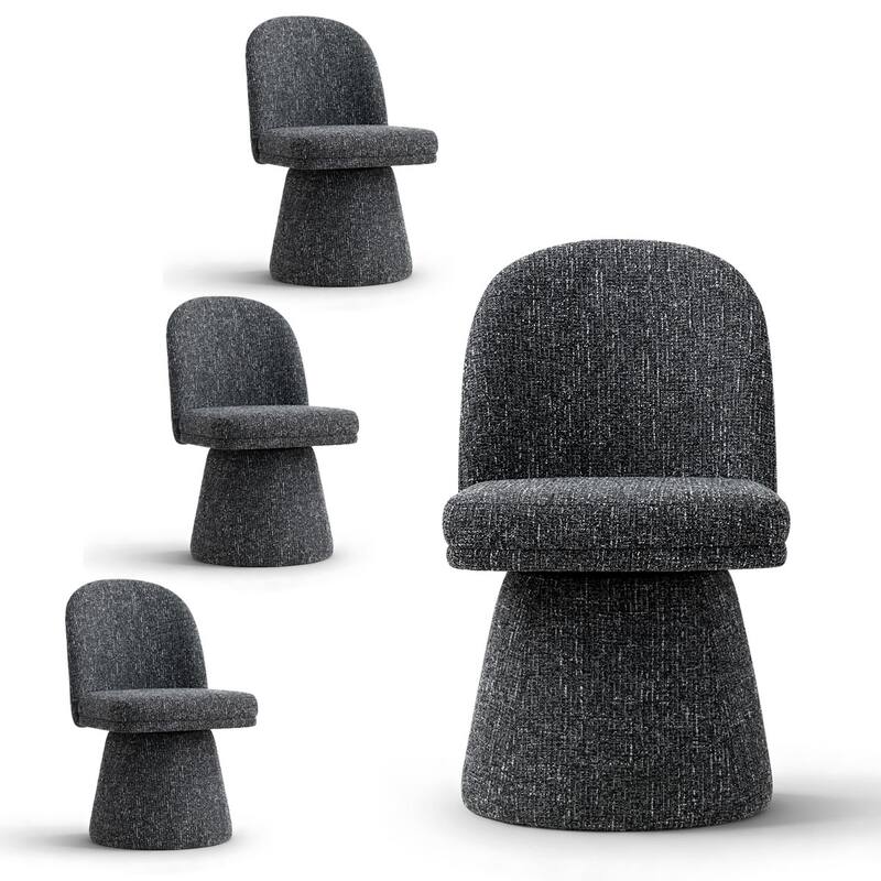 Upholstered Swivel Dining Chair(Set of 4) - Black