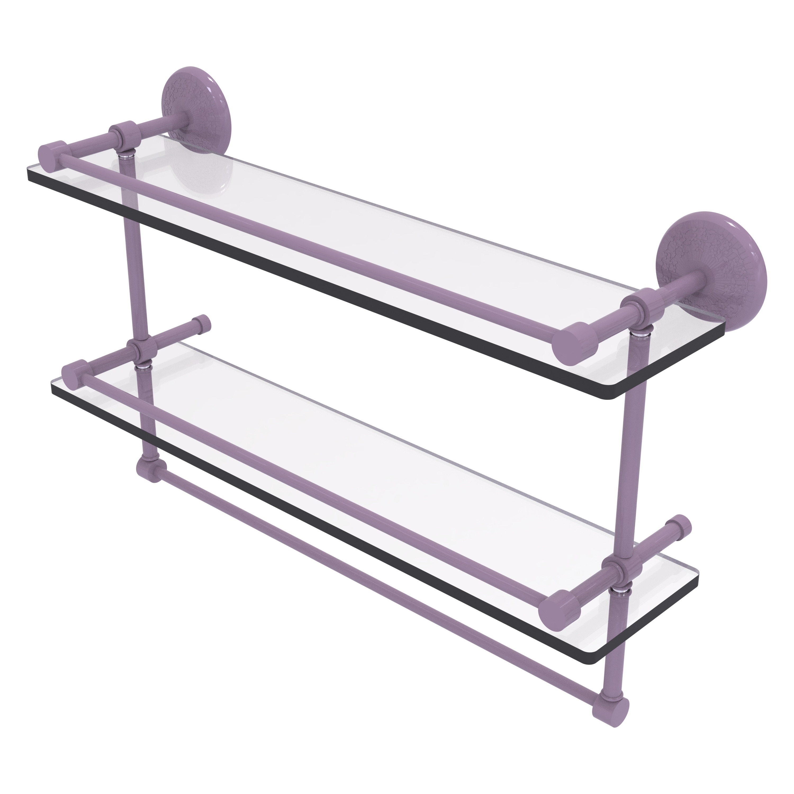 Allied Brass Monte Carlo Collection 16 Inch Gallery Double Glass Shelf with Towel Bar