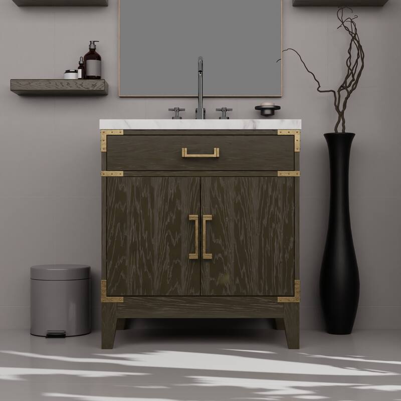 Laurel Bath Vanity Carrara Marble Top, Sink and Faucet