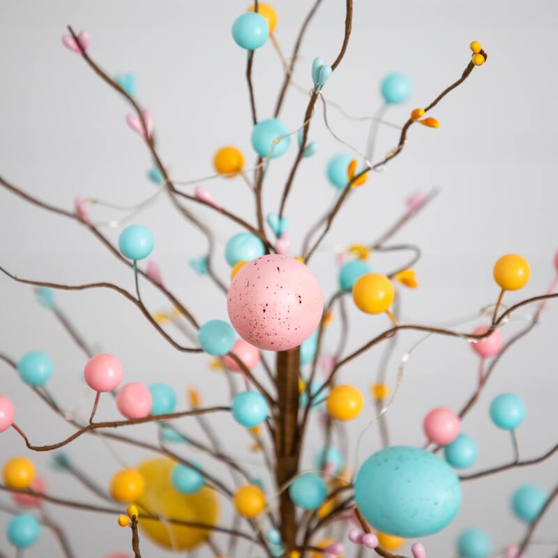 18-in Pre-Lit Easter Egg Twig Tree with 30 LED Lights - Set of 2