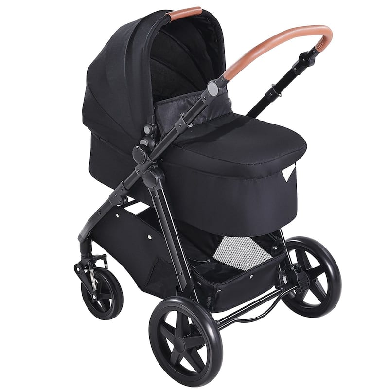 Oxford Aluminum Stroller with Bassinet and Adjustable Canopy - 35.4” L x 25.8” W x 43.9” H