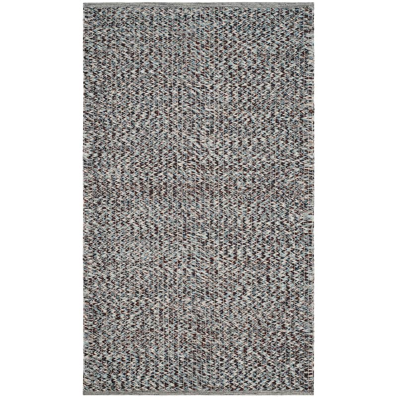 SAFAVIEH, Handmade Flatweave Montauk Gyrithe Casual Cotton Rug - 4' x 6' - Blue/Multi