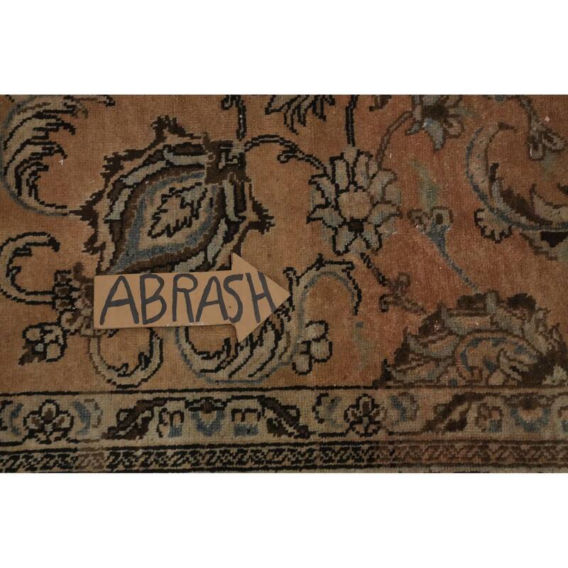 Hand Knotted Oriental 100% Wool Carpet Traditional Floral Peach Tabriz Area Rug - 10' 8'' X 9' 1''