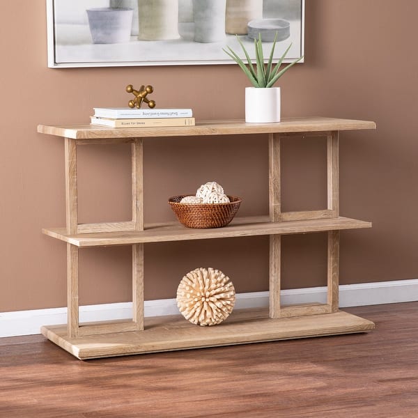 slide 2 of 8, SEI Furniture Mabery Transitional Natural Wood Three Tier Console Table