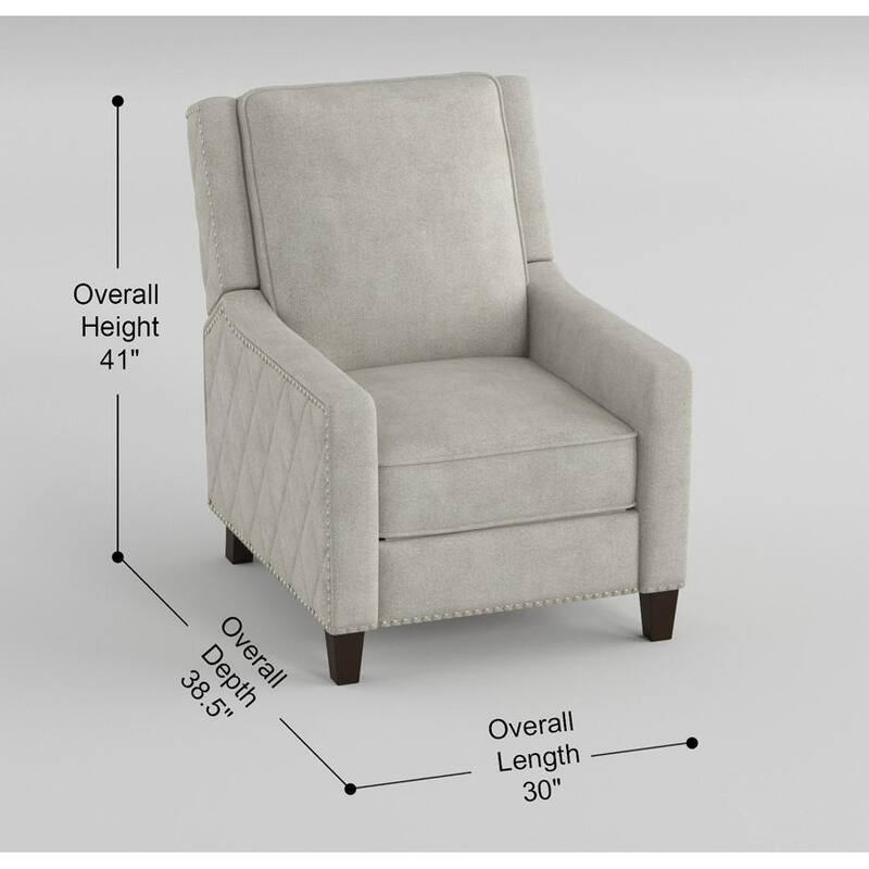 Reclining Chair 1Pc Sand-Color Textured Fabric Upholstered Nailhead Trim Wood Frame