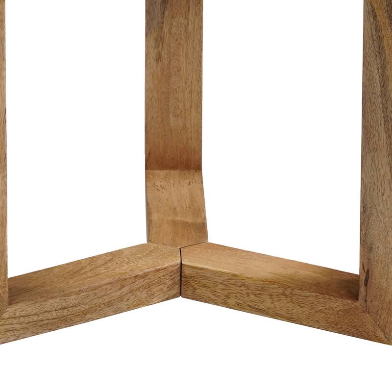 Nina 18.5" Round Handcrafted Side End Table, Natural Brown Mango Wood
