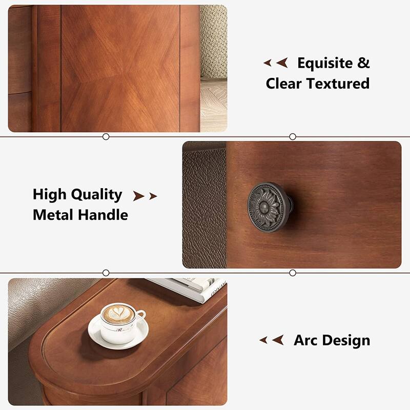 Wood End Table, Slim Sofa Side Table with Storage