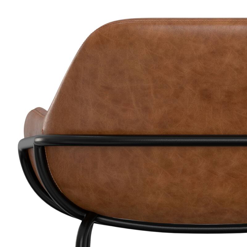 WYNDENHALL Zaniyah Contemporary Bar Stool in Distressed Vegan Faux Leather - 20.3" D x 18.5" W x 40" H