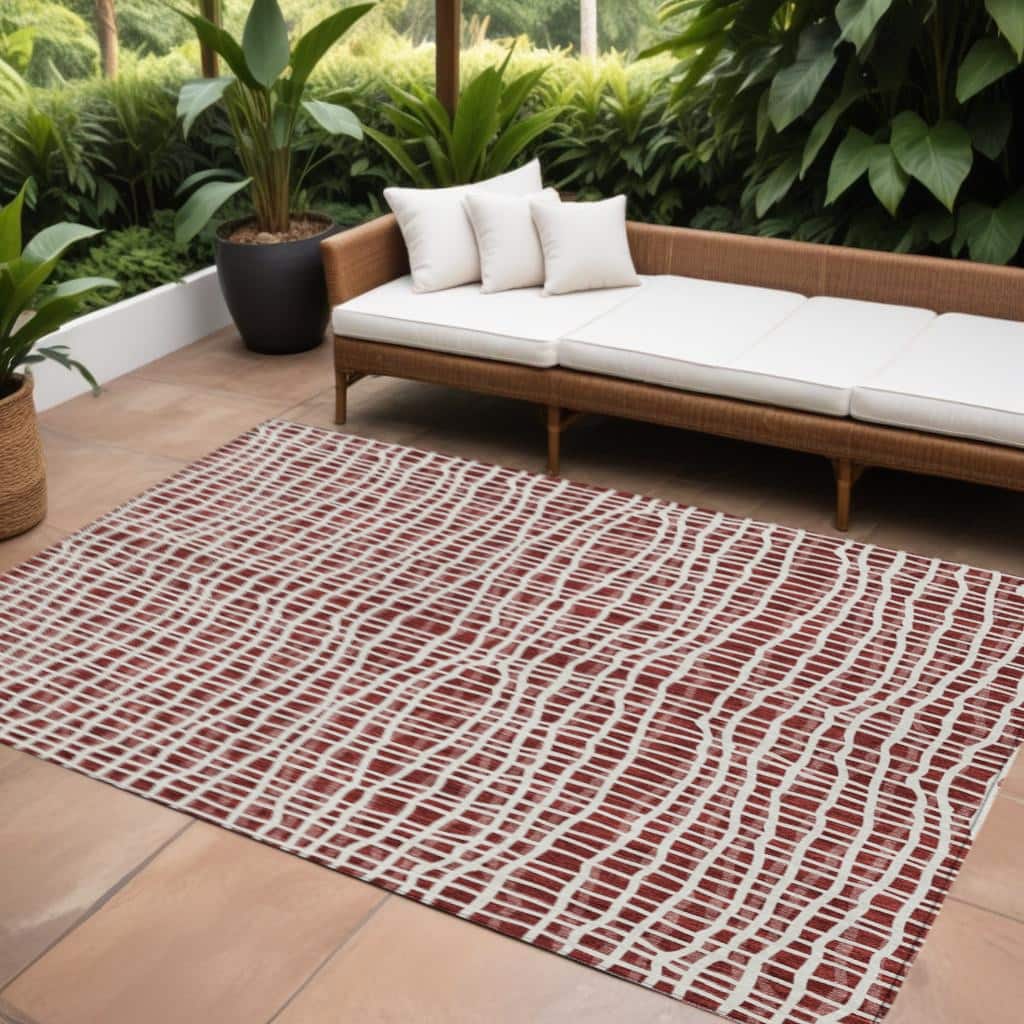HomeRoots Striped Transitional Rectangle Outdoor Rug