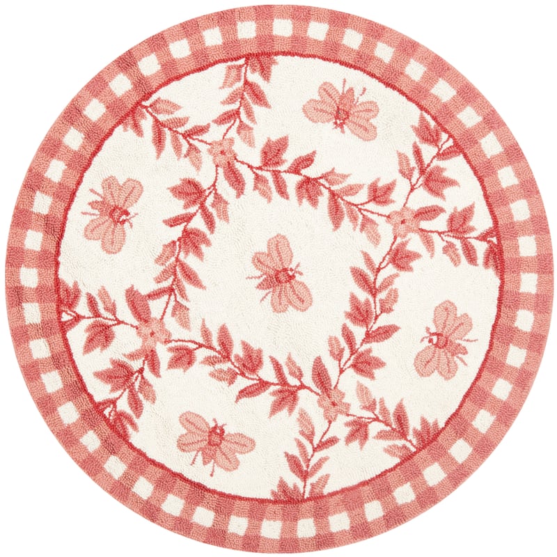 SAFAVIEH Handmade Chelsea Aubree French Country Trellis Wool Rug - 8' Round - Ivory/Rose - Round