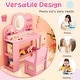 preview thumbnail 9 of 18, Costway Kids Vanity with Lights, 2 Drawers & 2-Tier Bookshelf, 3 Hooks - See Details