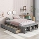 preview thumbnail 1 of 5, Full Size Bed with 2 drawers and storage shelves Grey - Full