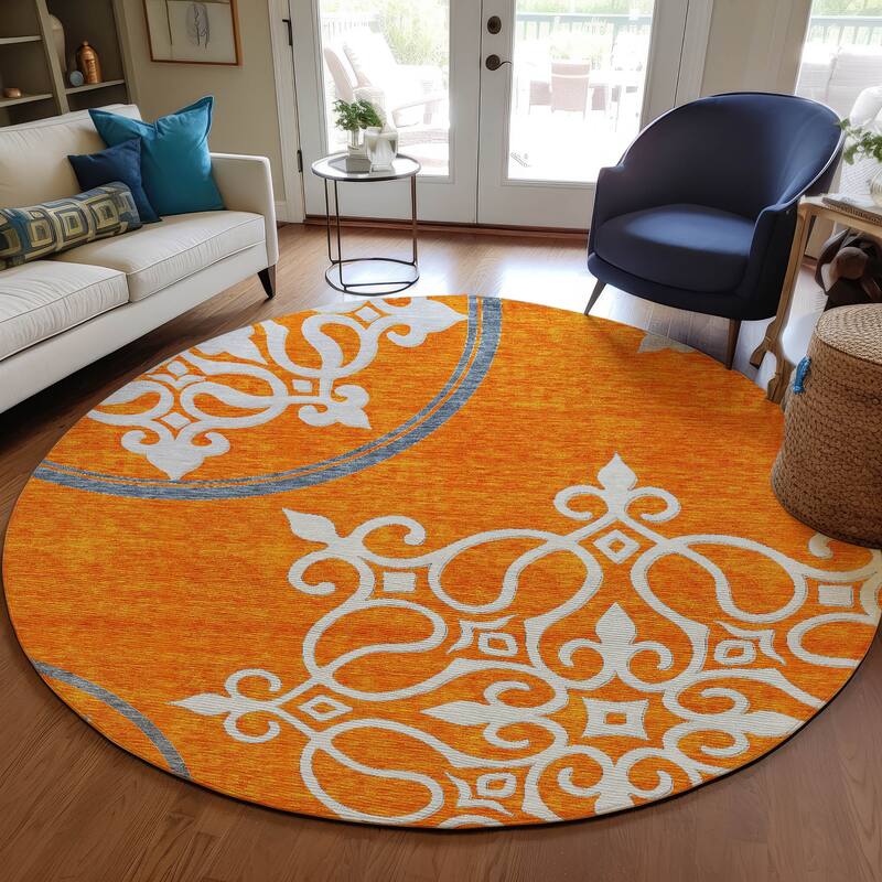 Machine Washable Indoor/ Outdoor Chantille Bold Medallions Rug