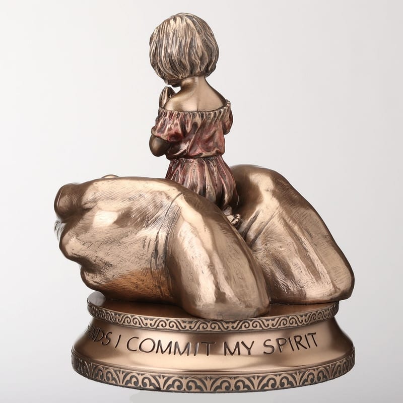 5.71 inches Height Cold Cast Bronze Little Girl Kneeling Prayer Into Bronze Finish Figurine