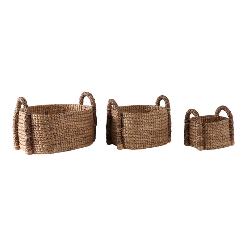 Seagrass Storage Basket with Handles (Set of 3) - 12", 15", 16" Tan - 22.5" x 17.75" x 16"