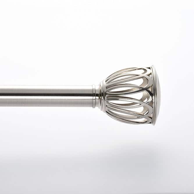 Lumi 1" Single Curtain Rod Set Brushed Nickel/ Oil Bronze-Cage finials