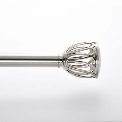 Lumi 1" Single Curtain Rod Set Brushed Nickel/ Oil Bronze-Cage finials