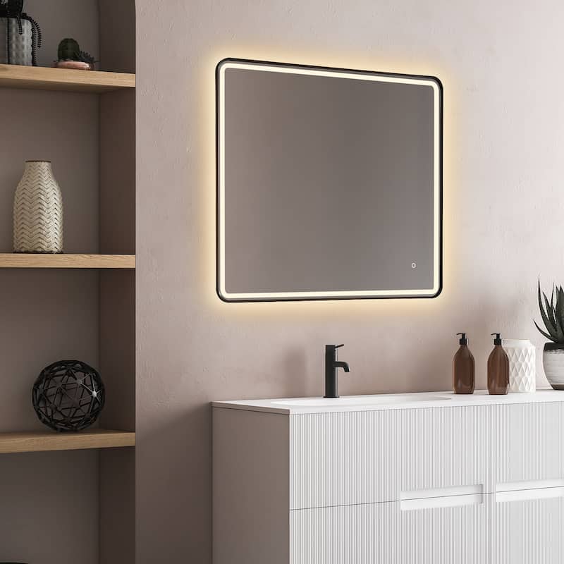 Altair Viaggi Rectangle Framed LED Lighted Wall Mirror