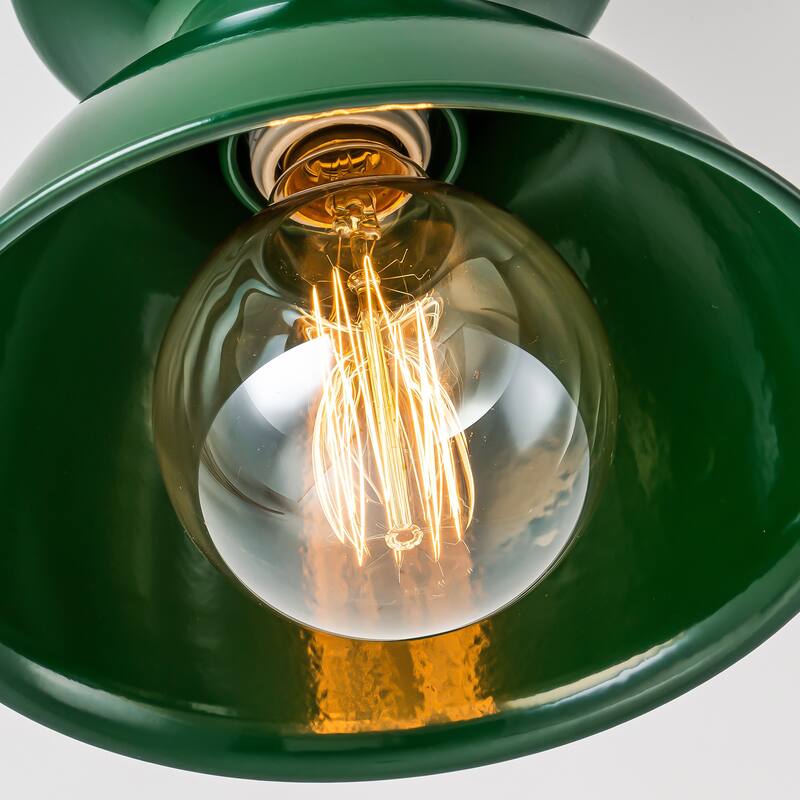 1-Light 8.4 in. Polished Modern Industrial Bowl Dome Small Semi-Flush Mount Light - 8.4 in. W x 7 in. H
