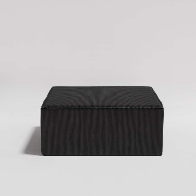 Square Corduroy Fabric Foam Ottoman - Black Corduroy