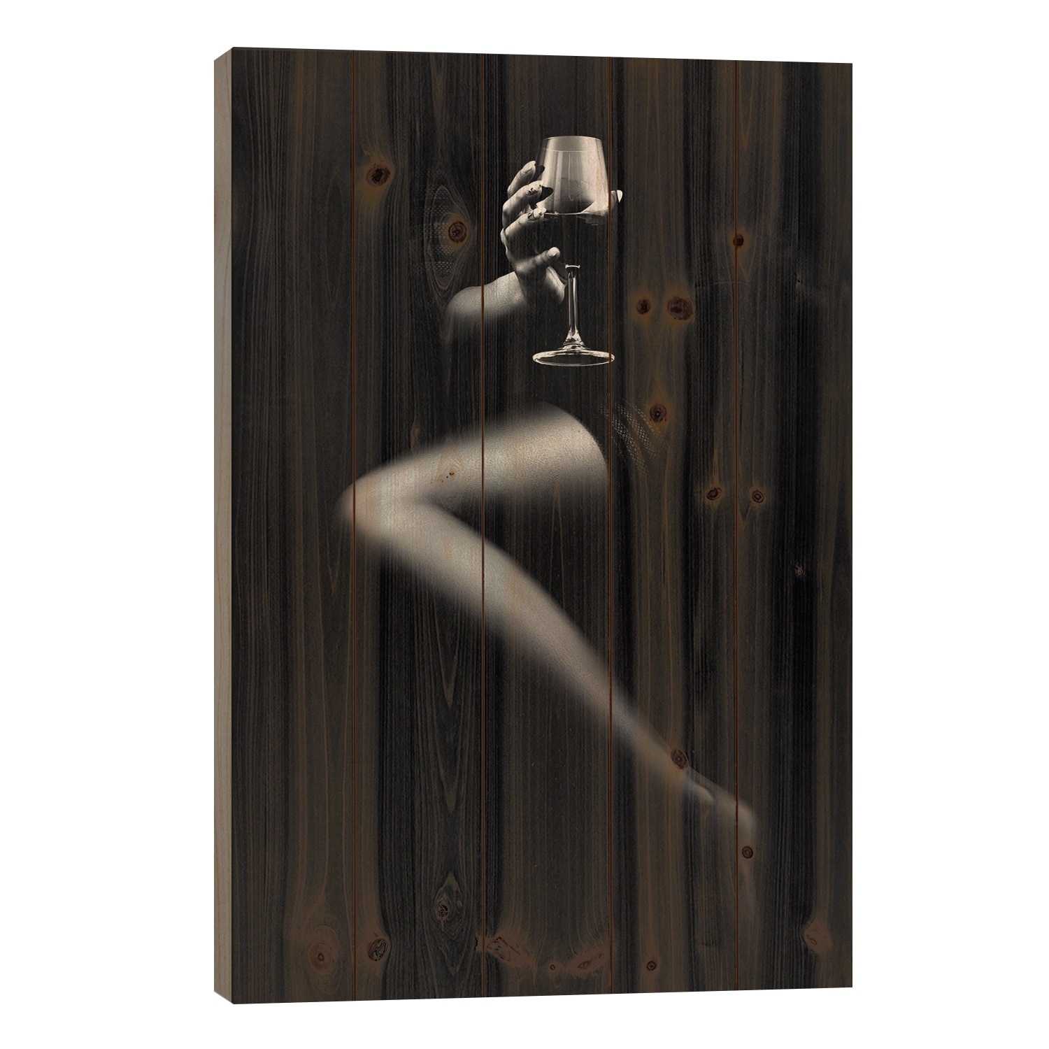 Woman Holding Red Wine Print On Wood by Johan Swanepoel - Multi-Color