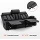 MCombo Electric Power Reclining Sofa with Heat & Massage, Faux Leather 6095/6075/6077
