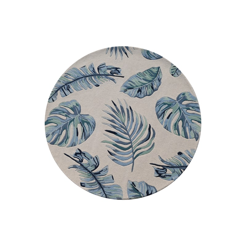 Domani Saunt Hand Tufted Wool Casual & Tropical Area Rug - 7'6" Round