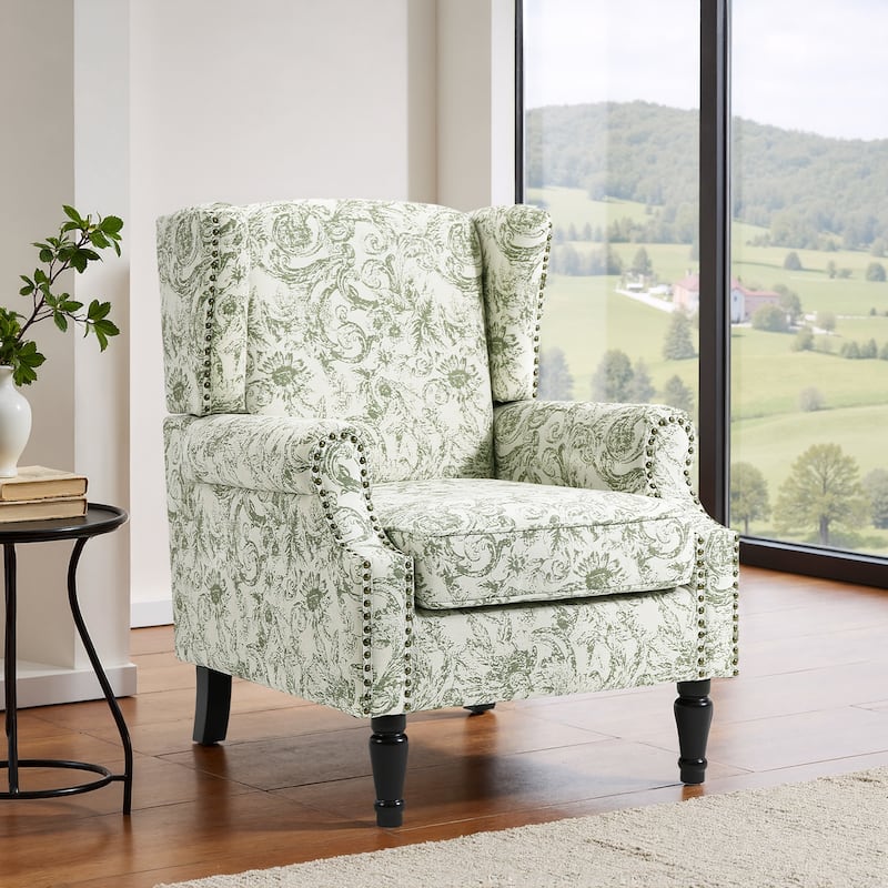 Patterned Upholstered Accent Chair for Living Room