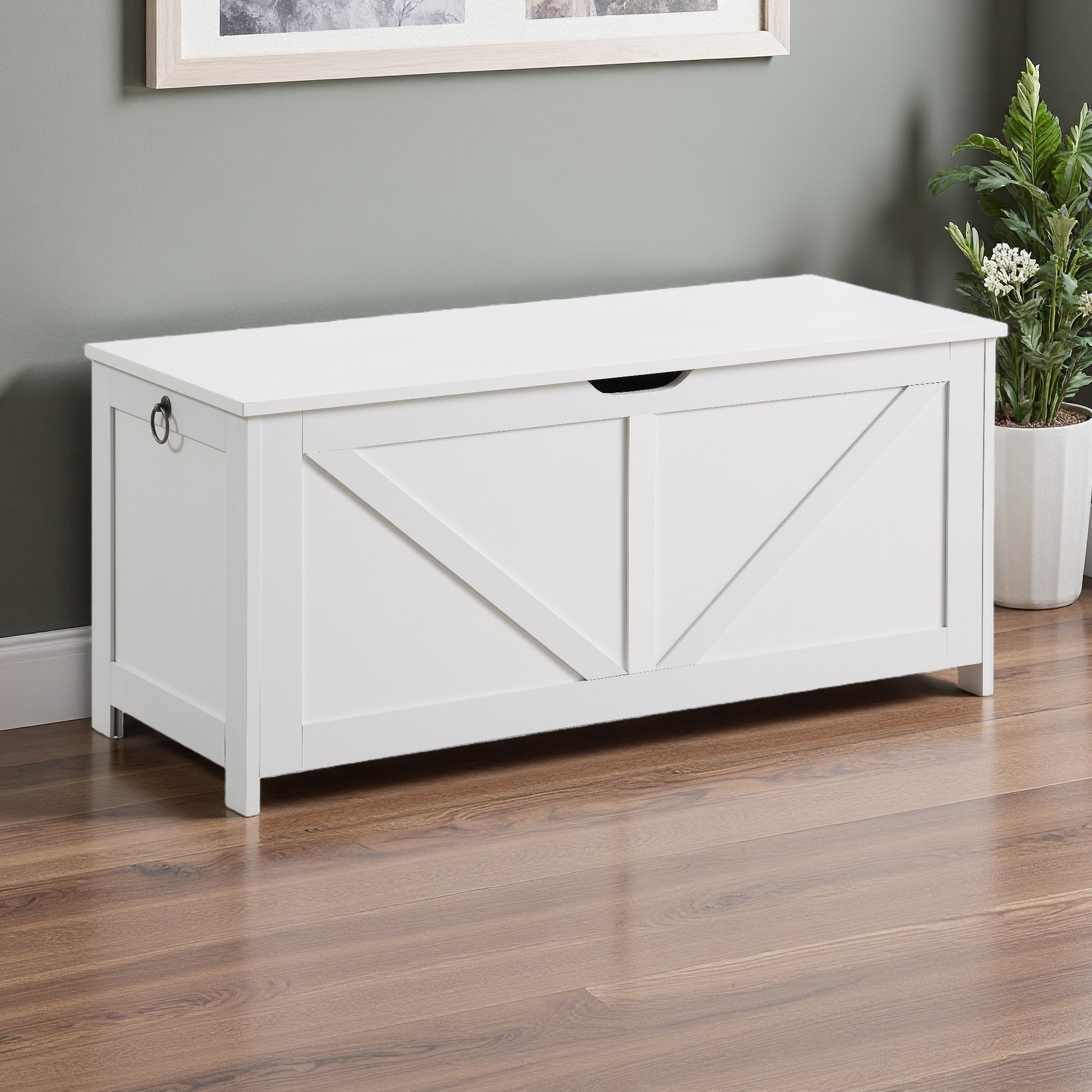 39" L Retro Storage Chest, Storage Bench with 2 Hinges, Entryway Toy Box Organizer, Easy Assembly, Heavy-Duty Use