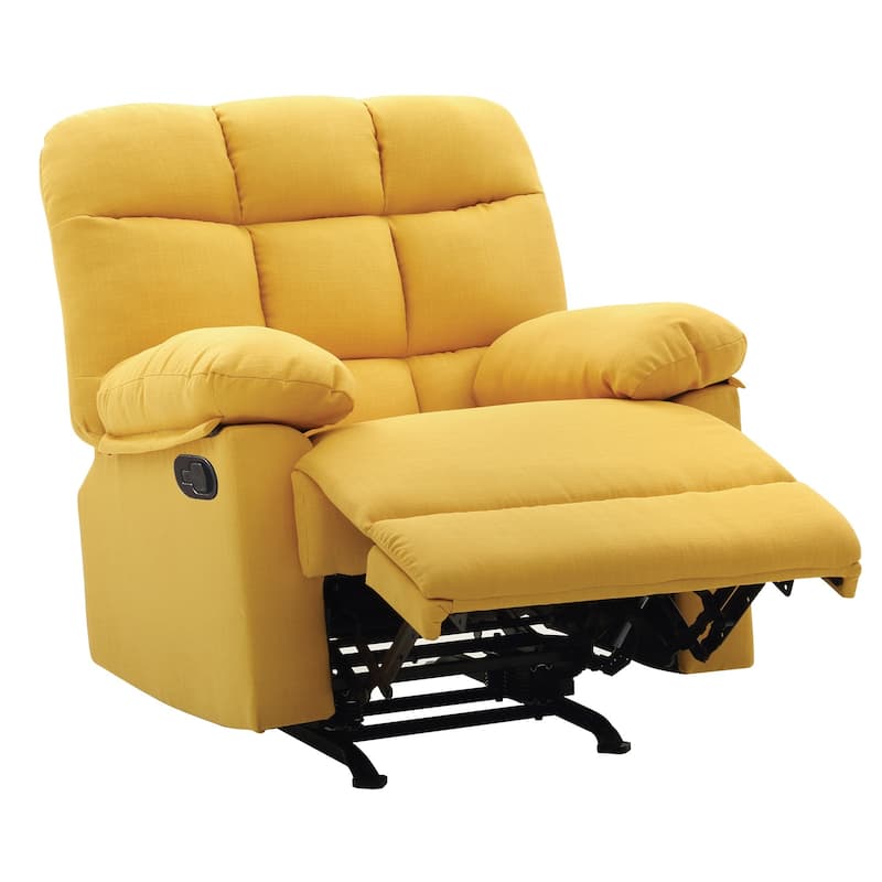 Fabric Upholstered Reclining Chair with Padded Arms - 39" - Yellow