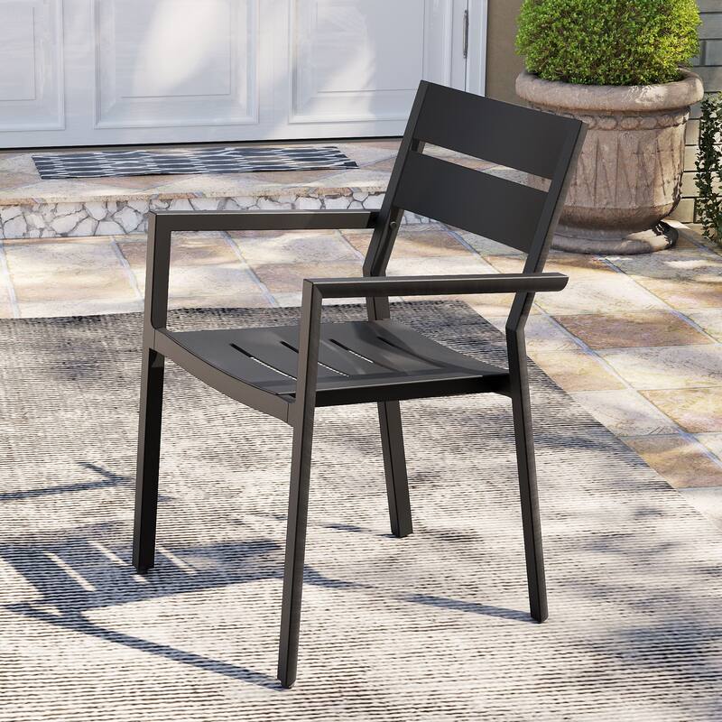 Outdoor Aluminum Dining Set with Expandable Dining Table and Chairs