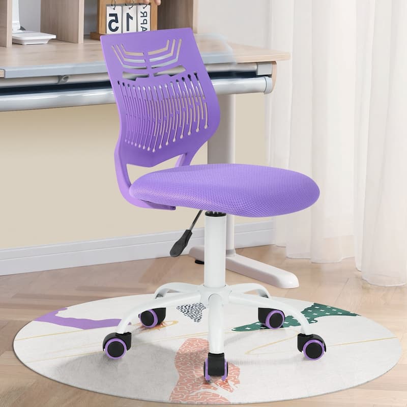 HomyLin Plastic Mesh Adjustable Armless Desk Chair with Rolling Wheels
