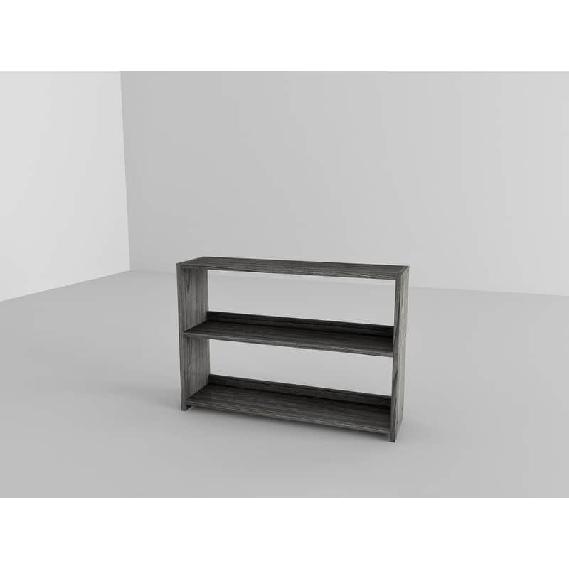 Twin-size Antique Grey Louver Storage Bookcase Loft Bed with Slide.