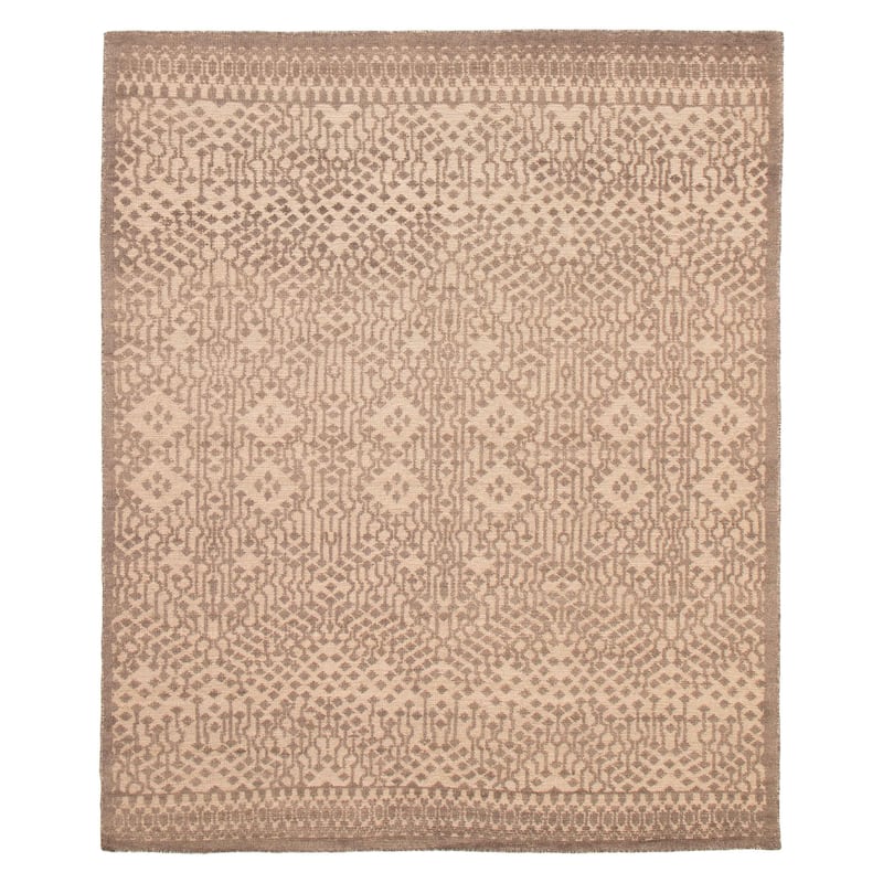 ECARPETGALLERY Hand-knotted Tangier Taupe Wool Rug - 7'10 x 9'7 - Taupe - 7'10 x 9'7
