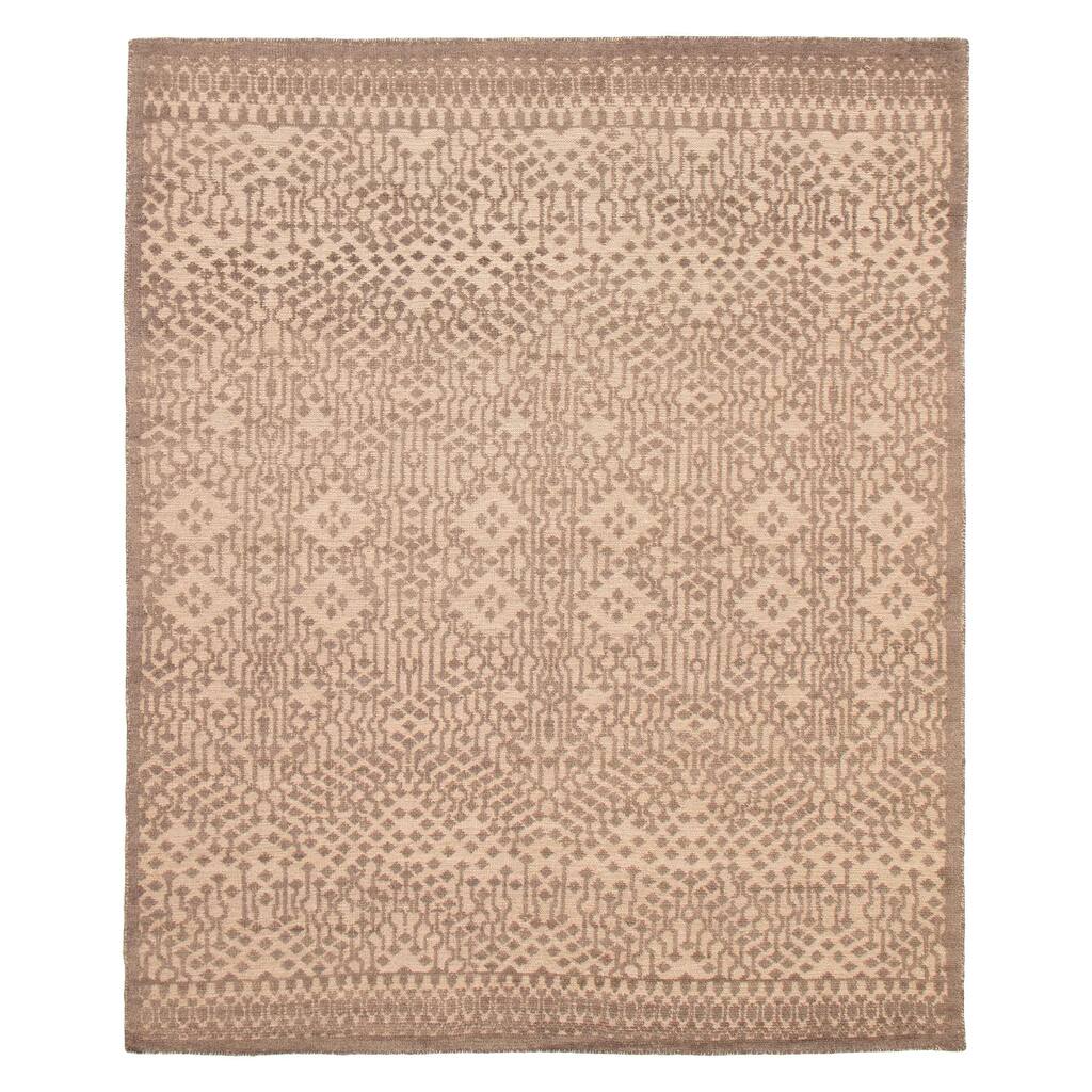 ECARPETGALLERY Hand-knotted Tangier Taupe Wool Rug - 7'10 x 9'7