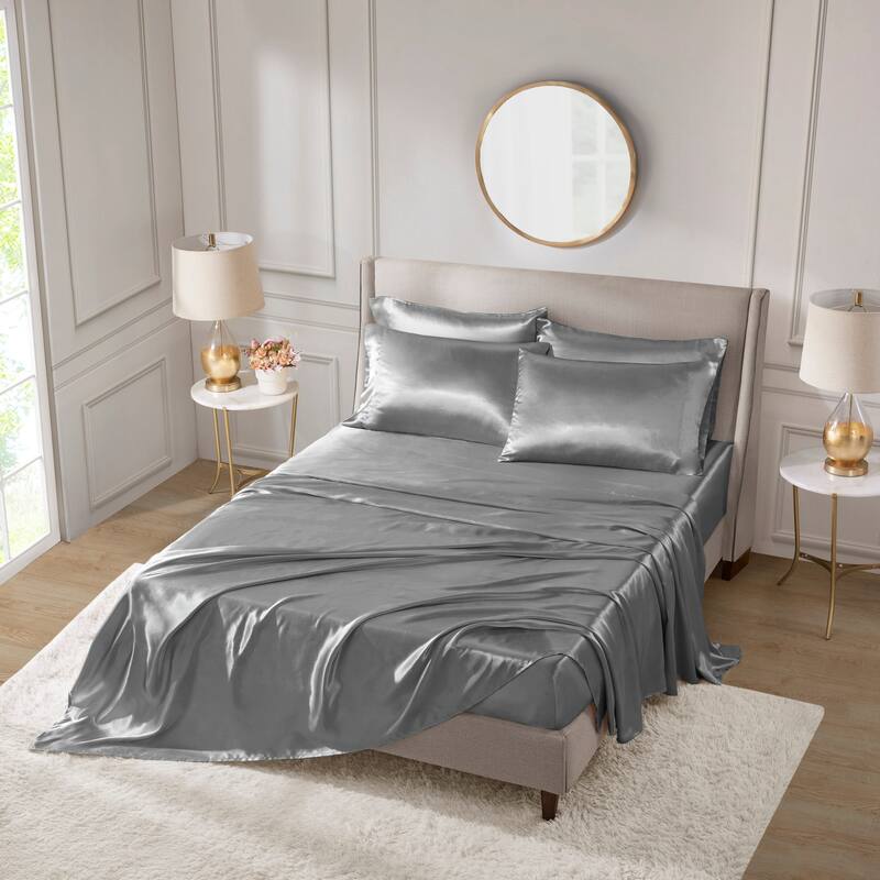 Madison Park Essentials Satin Luxury 6 PC Sheet Set On Sale Bed