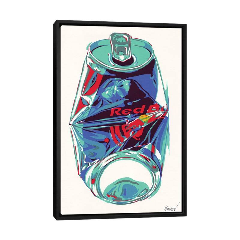 iCanvas "Crashed Red Bull Can" by Vitali Komarov Framed Canvas Print - Black - 48x32