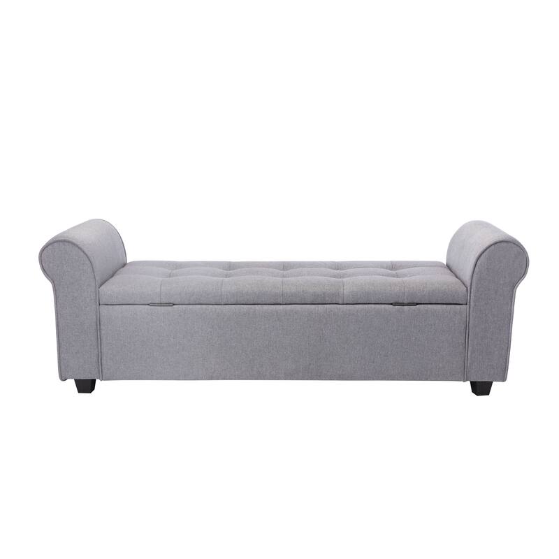 Porthos Home Wena Storage Bench, Rolled Armrests, Fabric Upholstery