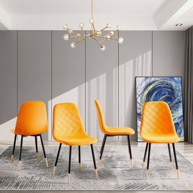 Tufted Accent Chairs with Golden Color Metal Legs