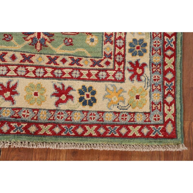Light Green Kazak Oriental Rug Handmade Traditional Wool Carpet - 2'7" x 3'10"