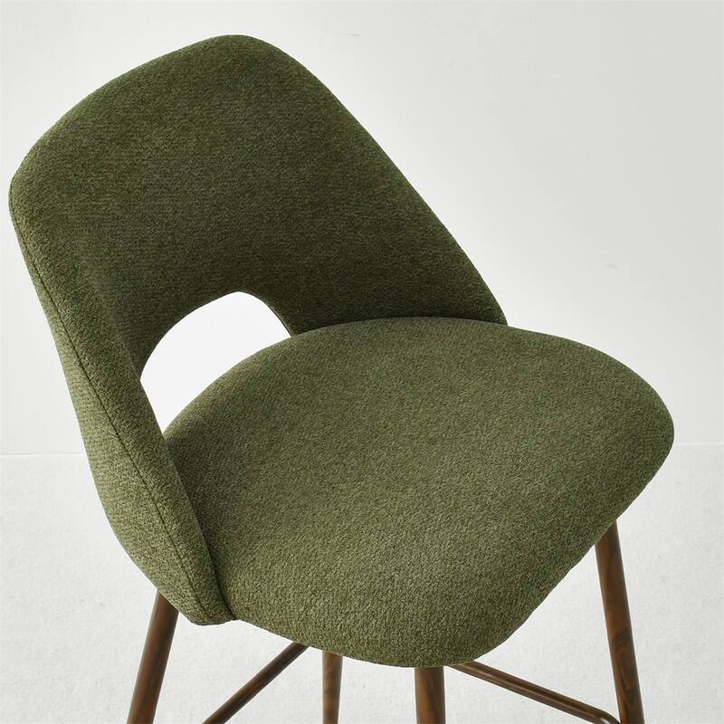 Upholstered Modern Bar Stool Walnut Leg (Set of 2)