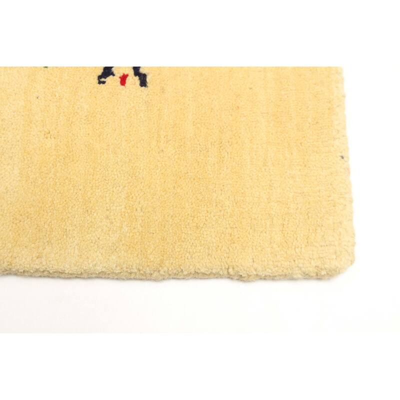 ECARPETGALLERY Hand Loomed Kashkuli Gabbeh Light Gold Wool Rug - 4'0 x 5'9
