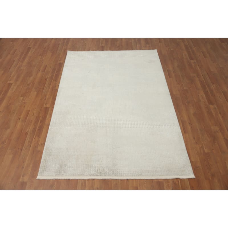 Machine Made Oriental Polyester Carpet Modern Contemporary Beige & Ivories Modern Area Rug - 7' 5'' X 5' 2''