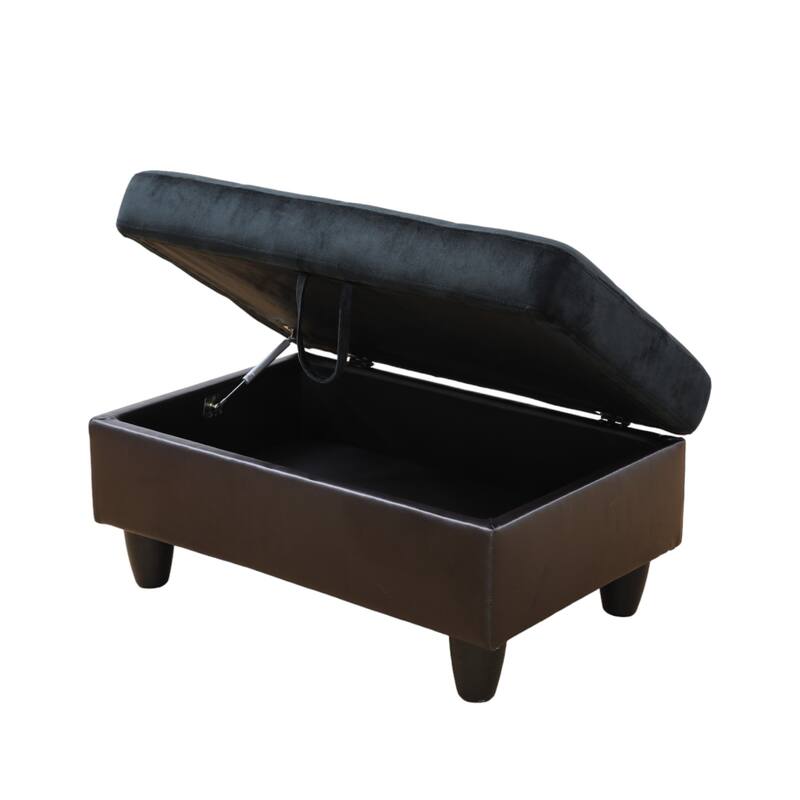 KISRAIS 34" Wide Upholstered Storage Ottoman