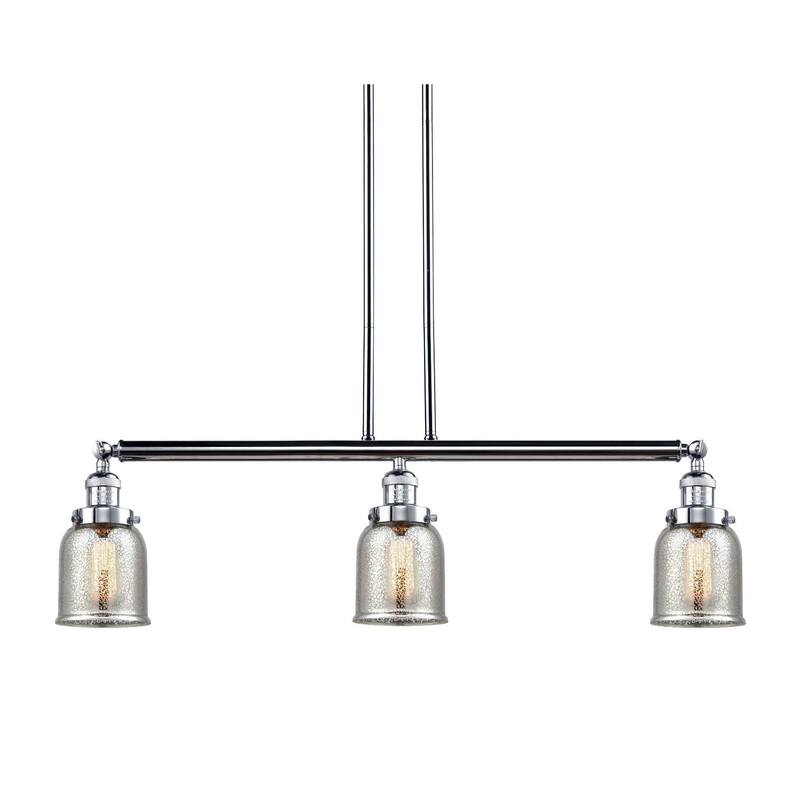 Innovations Lighting Small Bell 3 Light 38" Wide Linear Chandelier - Polished Chrome / Silver Plated Mercury