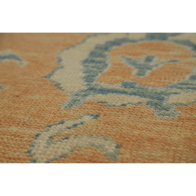 Hand Knotted Oriental 100% Wool Carpet Transitional All-Over Oranges & Rust Oushak Area Rug - 14' 0'' X 10' 5''