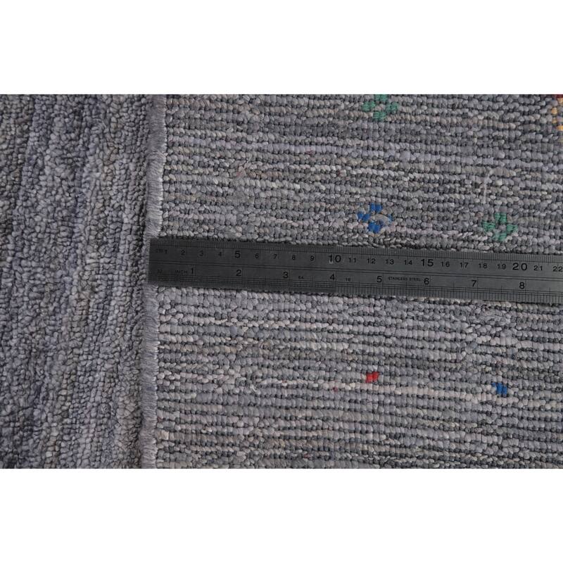 Hand Knotted Oriental Viscose Silk Carpet Tribal Animal Pictorial Greys & Charcoal Gabbeh Area Rug - 12' 1'' X 9' 0''