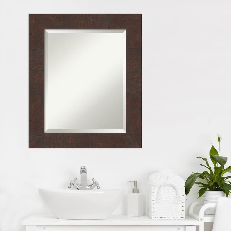 Beveled Bathroom Wall Mirror - Wildwood Brown Frame