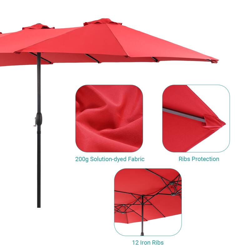BONOSUKI 15x9ft Double-Sided Patio Umbrella Aluminum with Large Canopy